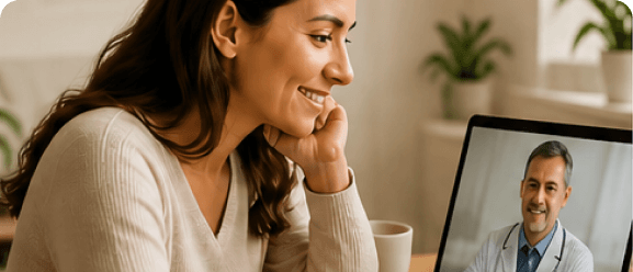 Member on a video consult with a Vita Bella provider