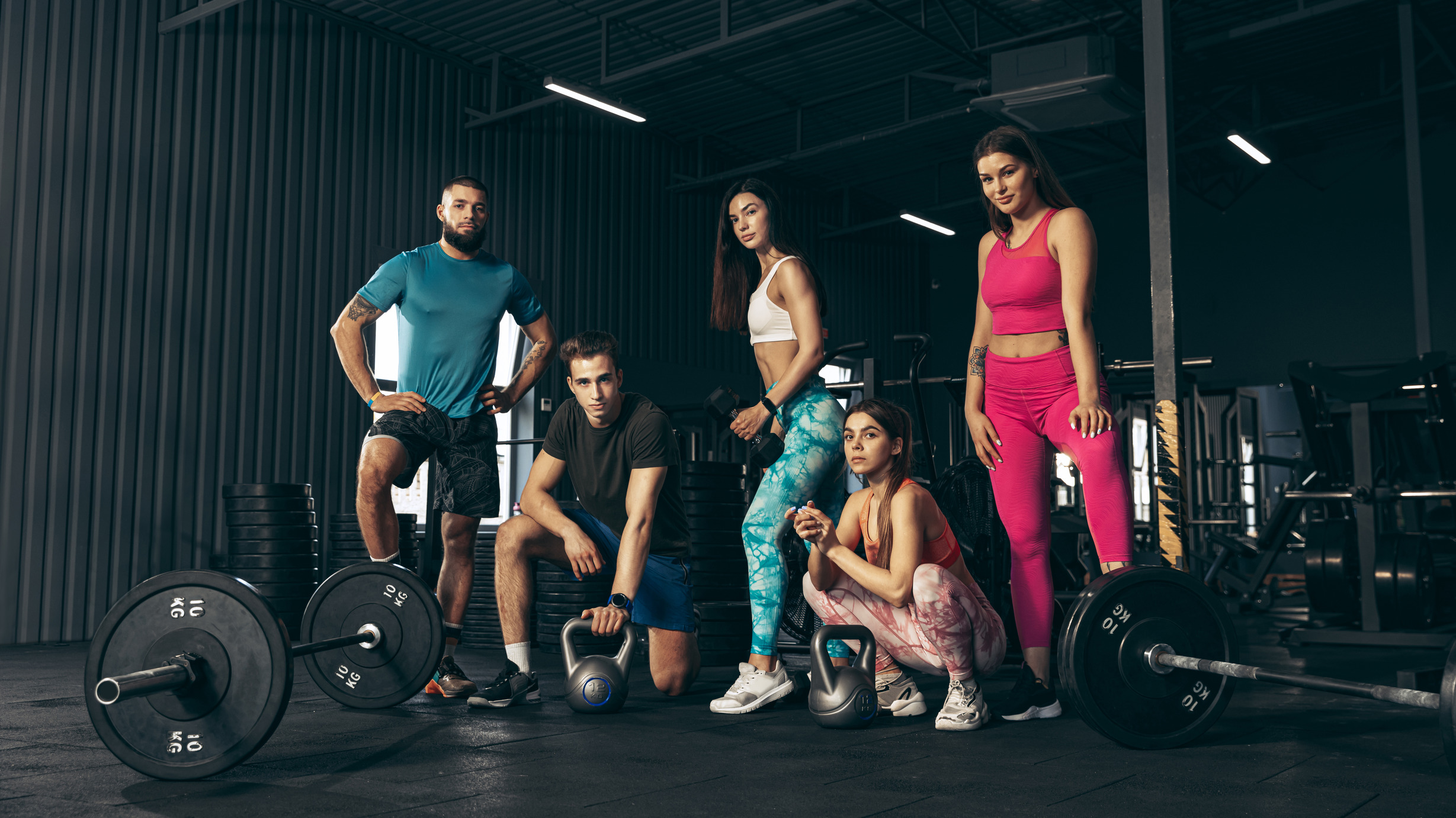 group photo of people in a gym