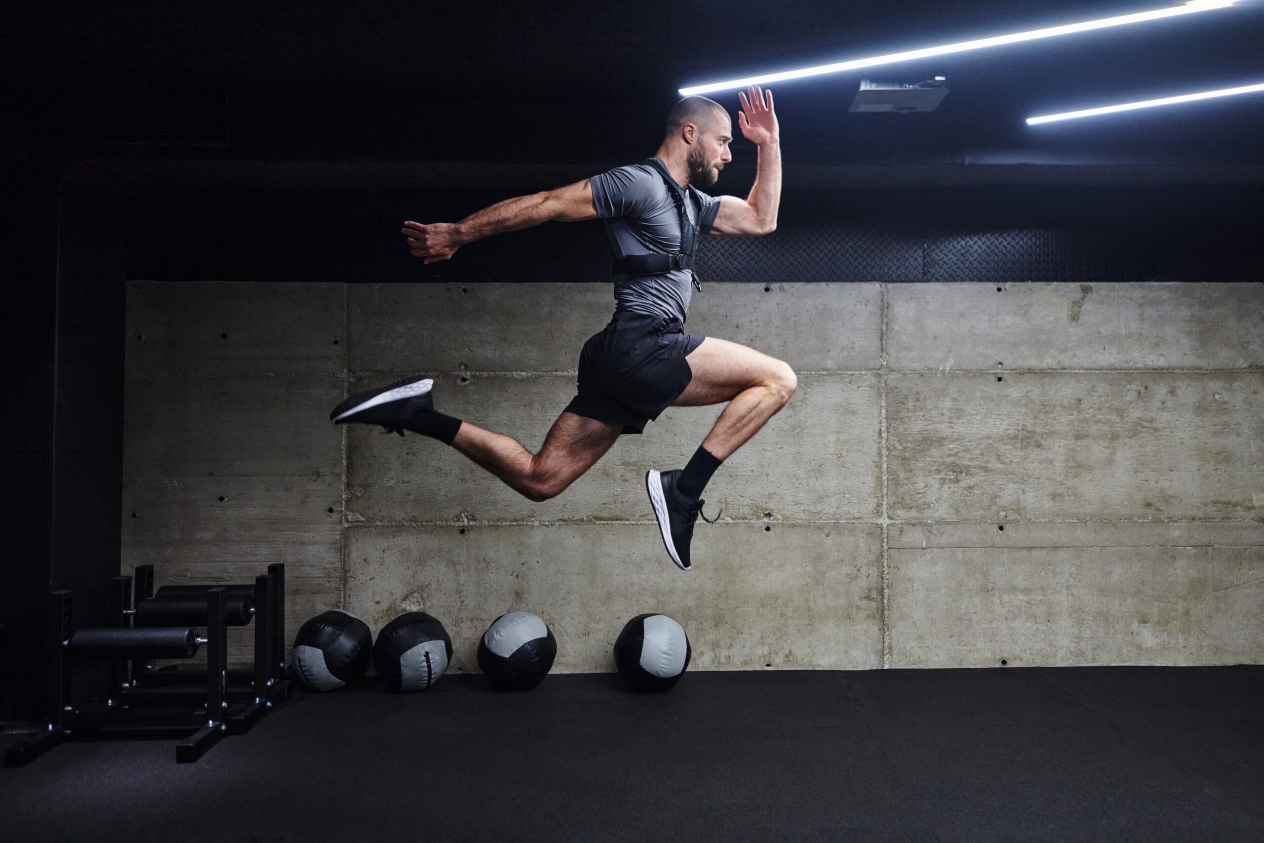 man exercising in the gym