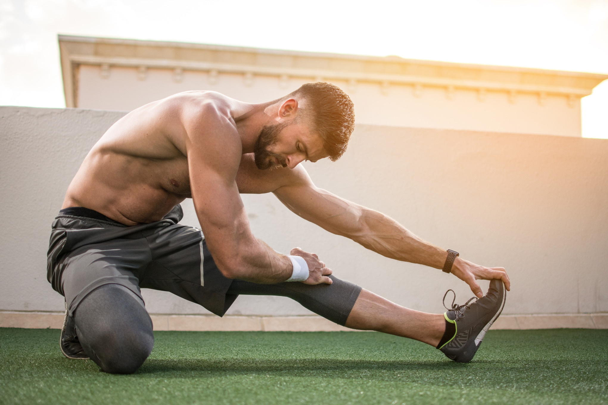 man stretching